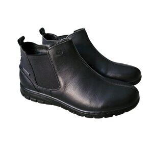 NEW Josef Seibel Steffi Black Leather Ankle Booties Waterproof Faux Fur Lining